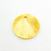 DGP5. 15MM Gold-plated sterling silver brushed round flat disc charm with a single hole